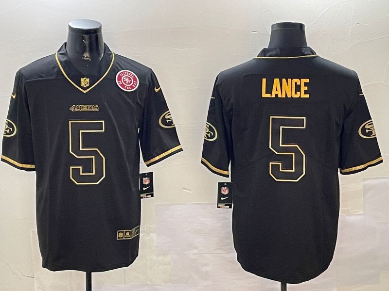 Men San Francisco 49ers #5 Lance Black Gold Throwback 2024 Nike Limited NFL Jersey style 5->san francisco 49ers->NFL Jersey